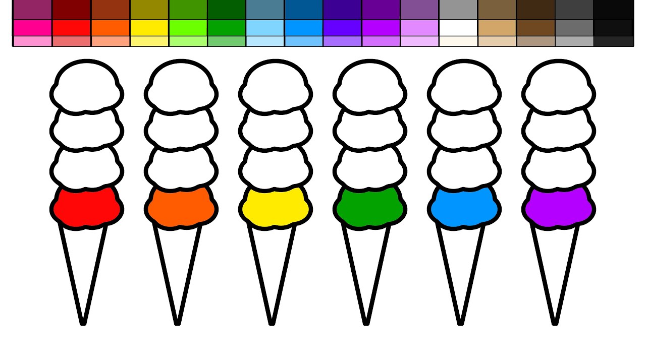 Download Learn Colors for Kids and Color 6 Tall Ice Cream Cones ...
