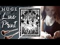 Huge Linocut Printmaking Process at home – The Rite of Spring 💐