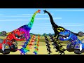 Spider brachiosaurus rainbow vs batman trex dinosaurs excavator mixer truckjurassic king monster