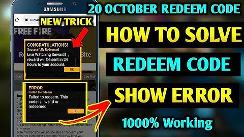 REDEEM CODE ERROR PROBLEM SLOVE l FREE FIRE REDEEM CODE ERROR l FFIC REDEEM ERROR PROBLEM SOLVE
