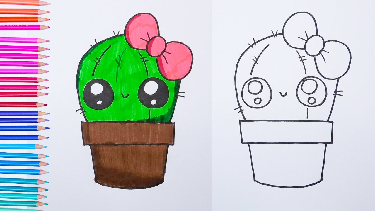 How to Draw Cactus Easy and Cute Easy drawings - YouTube