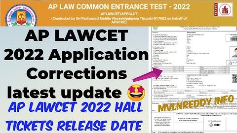 AP LAWCET 2022 Application Corrections latest update//AP LAWCET 2022 Hall tickets Release Date Fixed
