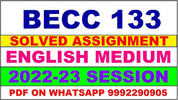 becc 133 solved assignment 2022-23 | becc 133 solved assignment in english 2022-2023 | becc 133 2023