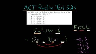 ACT Math Practice Test 2.23: Factoring 2