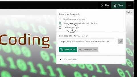 Sharing the link for a Sway