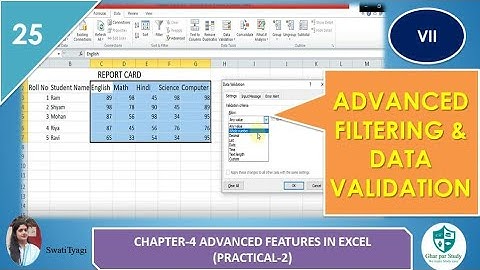 Advanced Filtering & Data Validation in MS Excel for Class VII.