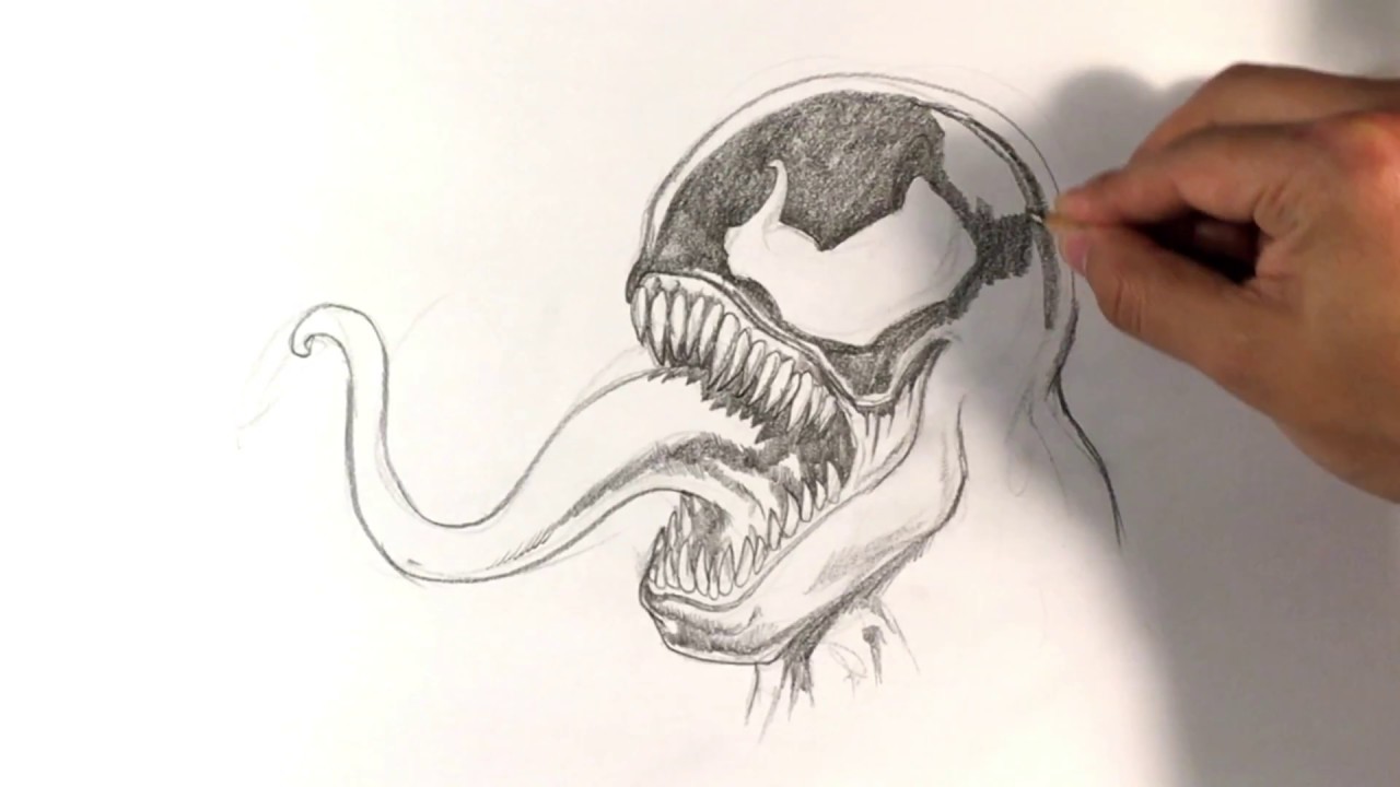 How To Draw Venom From Spider-Man - Drawing Cool Stuff - Youtube