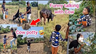 Ifraz and Rahit talking with cow,why cow crying?cow wants green graas. #youtubeshorts #funny #cow