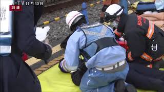 JR西日本が太子町で列車事故対応訓練
