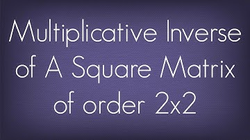 Introduction To Multiplicative Inverse Of A Square Matrix of Order 2x2 / Matrices / Maths Algebra