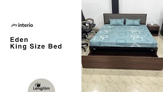 Godrej Interio Eden King Size Bed (Pull-Out Storage, Dark Walnut)