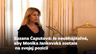 Zuzana Čaputová: Je neobhájiteľné, aby Monika Jankovská zostala  na svojej pozícii