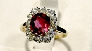 Ruby and Diamond, 18 ct Yellow Gold Cluster Ring - Antique French Circa 1900 - AC Silver W9147