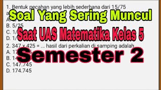 TERBARU !! Soal Matematika UAS Kelas 5 Semester 2 Kurikulum Merdeka
