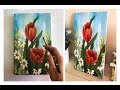 Flowers painting/Tulips and Daisies Painting\ Acrylic Painting on canvas
