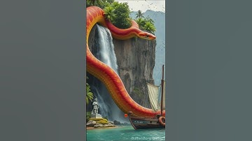 Nature Travel I Burmese python is wrapped around a cliff #trending #python #shorts #waterfall