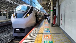 E657系 K4編成 特急ときわ57号勝田行が東京駅8番線を発車するシーン