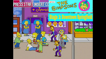 The Simpsons Arcade Game – Stage 1 Downtown Springfield Play Through
