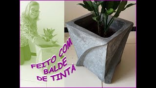 #vaso de #cimento MOLDADO NO BALDE DE TINTA faça voce mesmo