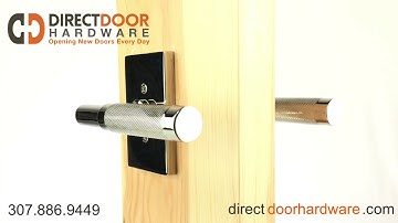 Emtek T-Bar Knurled Lever with Rectangular Rosette in Polished Nickel