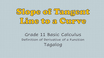Basic Calculus | Slope of Tangent Line to a Curve | Derivative as a Rate of Change | Tagalog
