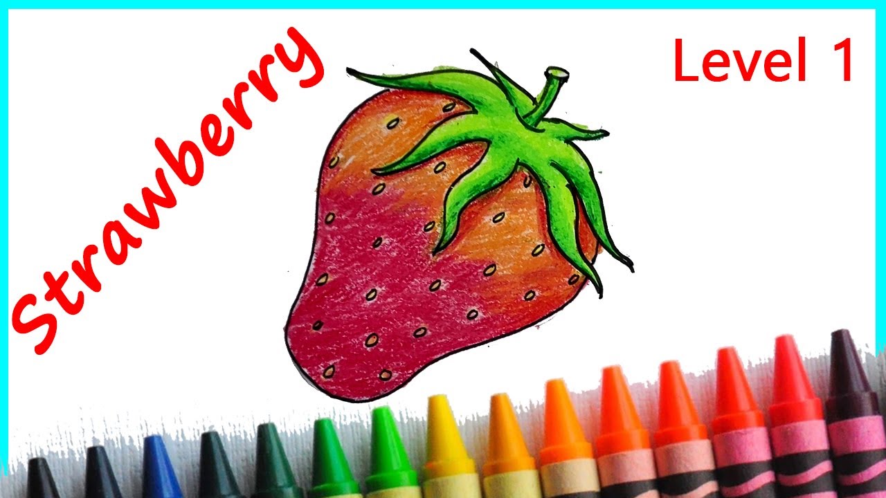 Easy way to Draw Strawberry Step by Step for Level 1 Students - YouTube