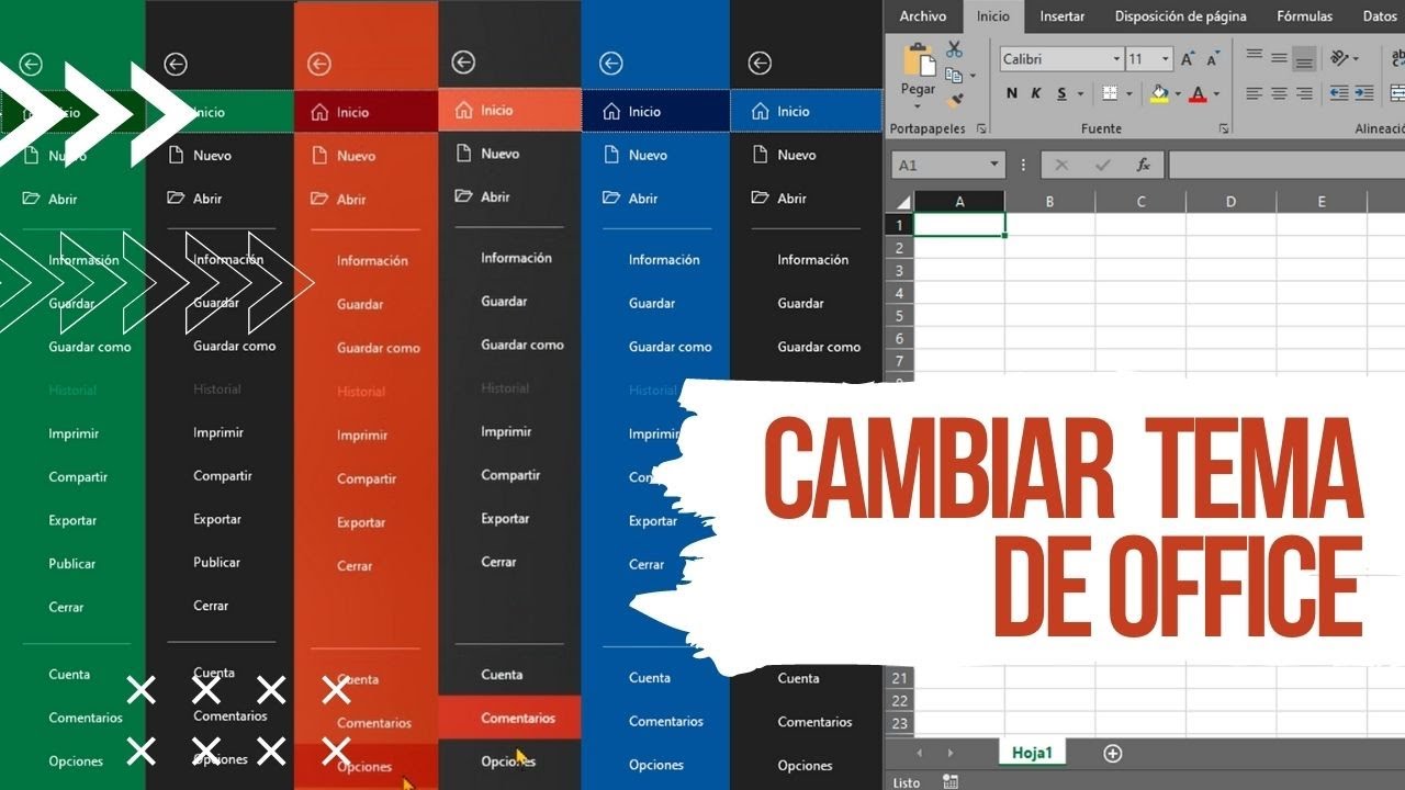 Cambiar TEMA de office - MULTICOLOR - GRIS OSCURO - BLANCO | Aprendiendo  Office - YouTube