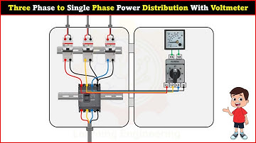 Three Phase to Single Phase Power Distribution Board Connection with Voltmeter and Selector Switch