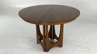 Broyhill Brasilia Mid Century Walnut Pedestal Table with 3 Leaves