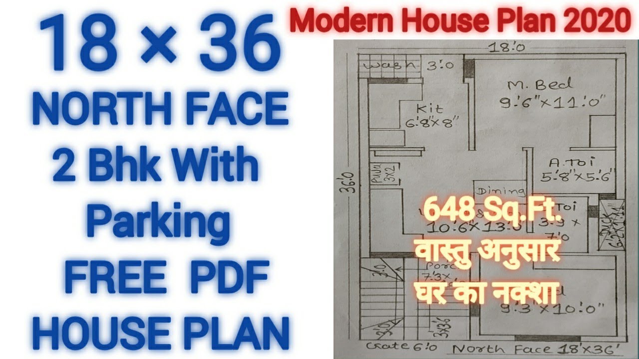 18 36 House Plan 18 36 Ghar Ka Naksha Makan Ka Naksha North Face उत तर द श 2bhk Vastu Houseplan Map Youtube