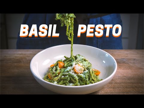 EASY BASIL PESTO PASTA with Toasted Walnuts