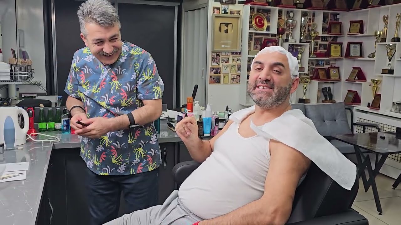 ASMR RELAXING HAIR AND BEARD TRIMMING AND MASSAGE WITH SUBTİTLE. @FatihBank