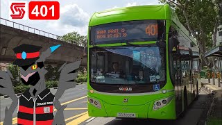 [4K対応 前面展望] SG3002M 401 (PARKS) 東海岸公園経由 セコラインドネシア → East Coast Park → Chai Chee Volvo B5LH MCV Evora