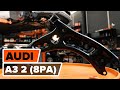 How to change front suspension arm / front control arm on AUDI A3 2 (8PA) [TUTORIAL AUTODOC]