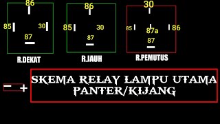 skema pemasangan 3 relay  lampu utama pd mobil