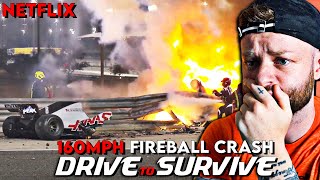 FIRST TIME WATCHING: F1 - Grosjean's Fireball Crash | DRIVE TO SURVIVE