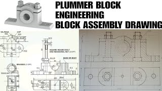 PLUMMER BLOCK ENGINEERING ASSEMBLY DRAWING TUTORIAL STEP BY STEP