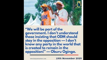 𝐎𝐛𝐮𝐫𝐮 𝐎𝐠𝐢𝐧𝐠𝐚: 𝐎𝐃𝐌 𝐌𝐮𝐬𝐭 𝐉𝐨𝐢𝐧 𝐆𝐨𝐯𝐞𝐫𝐧𝐦𝐞𝐧𝐭, 𝐍𝐨𝐭 𝐎𝐩𝐩𝐨𝐬𝐢𝐭𝐢𝐨𝐧!