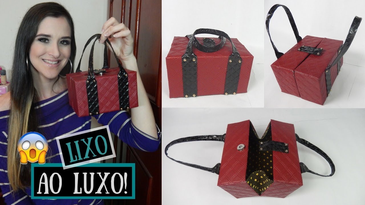 DIY bolsa estilo maleta feita com caixa de leite. Por Pricity