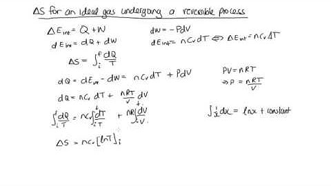 The change in entropy of an ideal gas