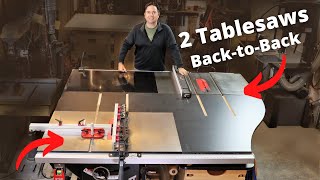 Two Tablesaws Back to Back 2 Woodworking Tablesaw Setup for Improved Efficiency 2 Table Saw Shop