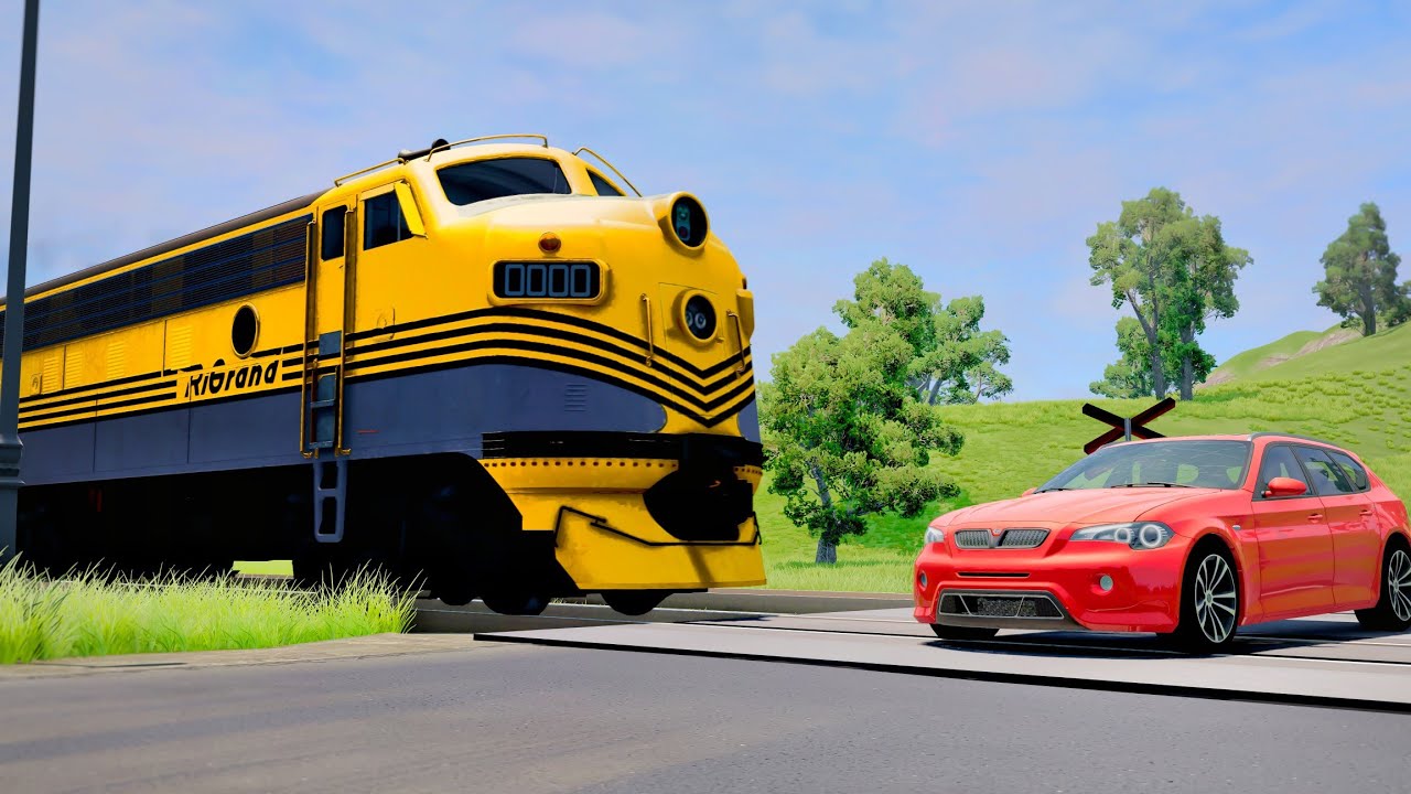 Cars vs train 😱 1 BEAMNG DRIVE YouTube