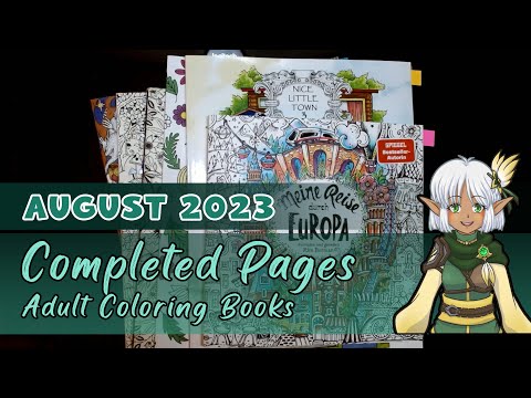 August 2023 Completed Pages - Adult Coloring Books