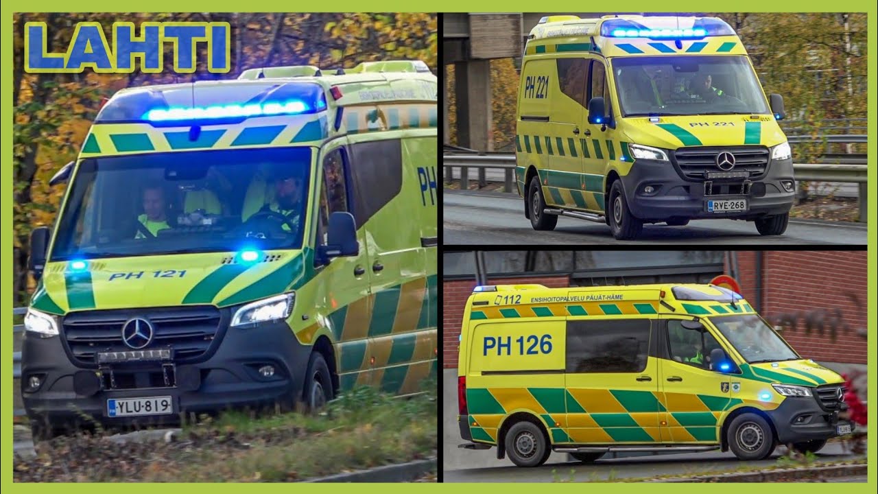 [Lahti] 3x Mercedes-Benz Sprinter Ambulances Responding!