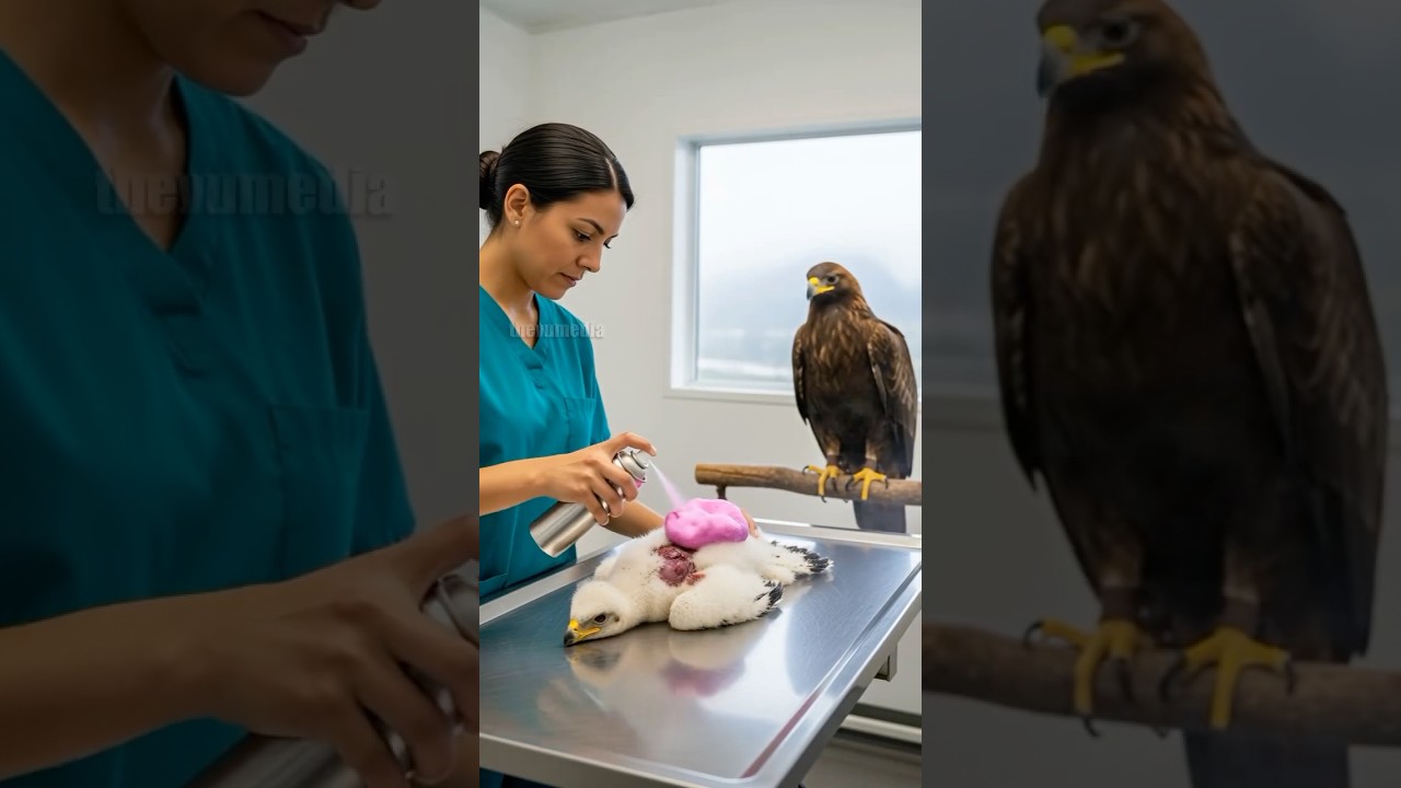 Mother Eagle Protects And Saves Eaglet! 