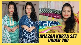 Amazon kurta set Haul under 700 Affordable Partywear kurta set HaulMy Dream project Kurta set 