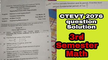 CTEVT 2076 question solution || Periodic Functions Important Question || 3rd Semester Math Diploma