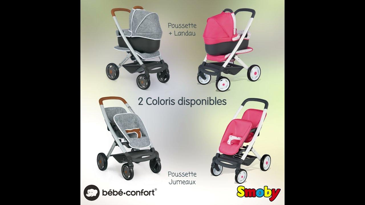 Landau bébé confort 3 en 1 gris Smoby : King Jouet, Poussettes poupons  Smoby - Poupées Poupons