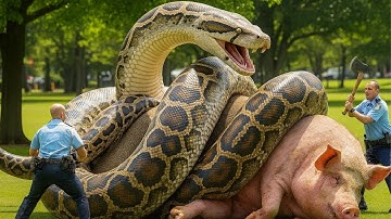 Brave Team Fights GIANT Python To Save A Helpless Pig (Unbelievable!)