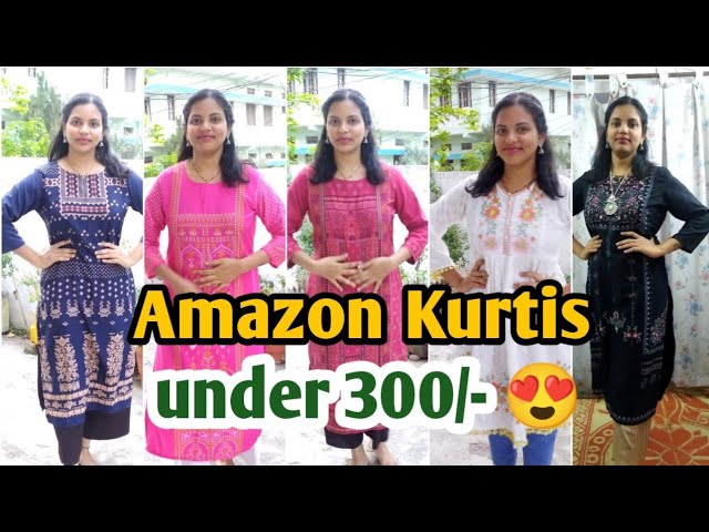 300 रू च्या आतील कुर्ता कलेक्शन | Kurtis Under 300 Rs |Amazon Kurta Haul  |College/Office/Daily wear - YouTube